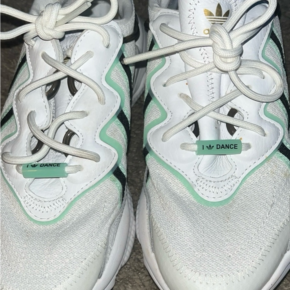 Addition Elle White and Green Athletic Shoes